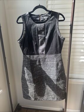 Staccato Black and Gray Textured Panel Mini Dress